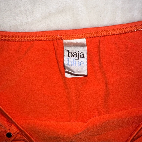 Vintage Baja Blue Orange Mini Skirt Swimwear Coverup Size Small - Picture 6 of 8